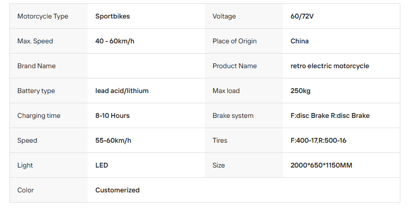 high speed 2000w retro electric motorcycle for adults ckd in india